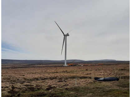 Evishagaran Wind Factory, Derry County - Northern Ireland: the installation of the first wind turbine was successfully completed today